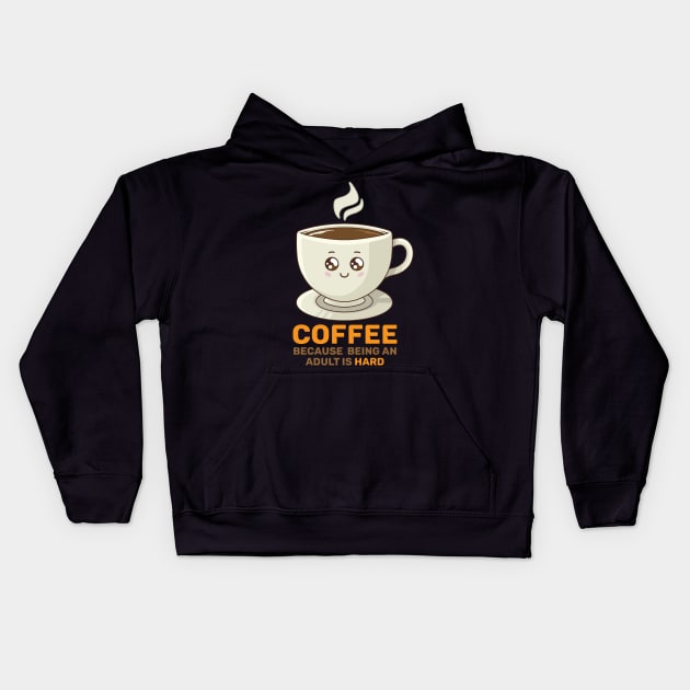 Caffeine for Adulting Kids Hoodie by danielmorrisdraws